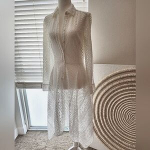 BCBGMaxAzria Elegant Sheer Cream Lace Dress